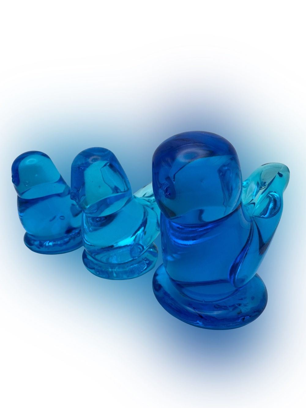 Terra Studios Bluebirds of Happiness Lot 3 Leo Ward Joe Wolf Art Glass Chipped